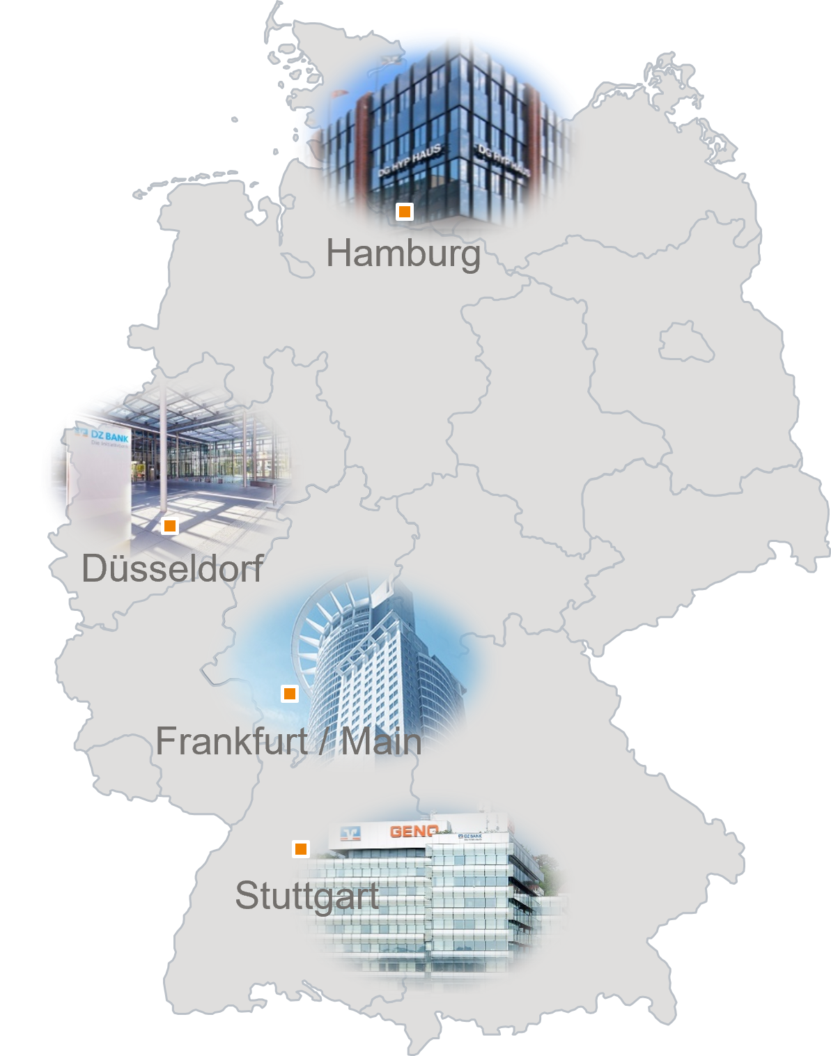 Deutschlandkarte mit Standorten der Corporate Finance